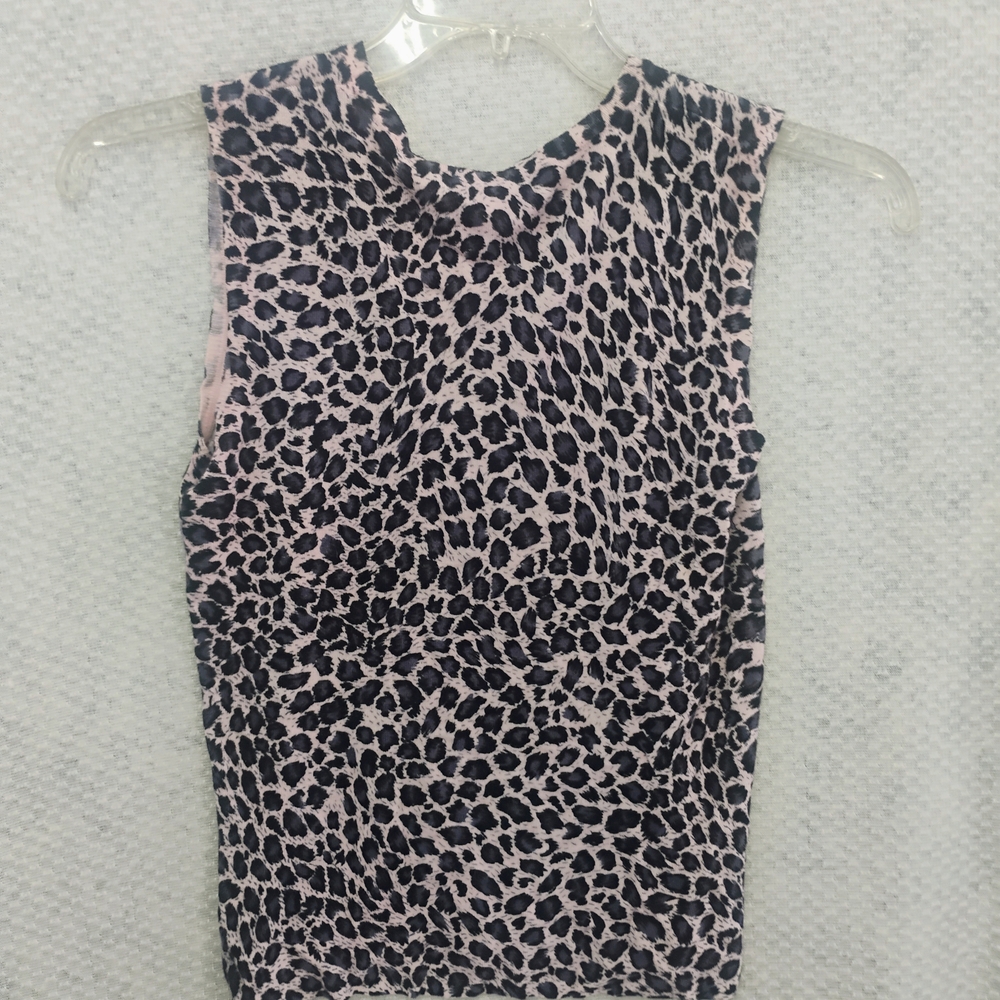 Vintage Elizabeth New York Leopard Print Top White Black Size M Cottagecore Boho - Picture 5 of 6